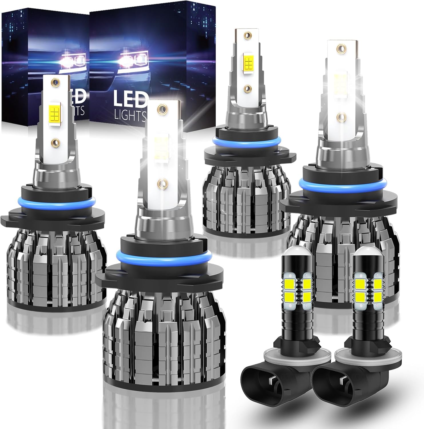 Lights Bulbs For Chevy Colorado 2015 2016 2017 2018 2019 2020 2021, High Beam Low Beam and Fog Light Bulb Set, 6500K White Light, 500% Brightness, Plug and Play - 6 Pack