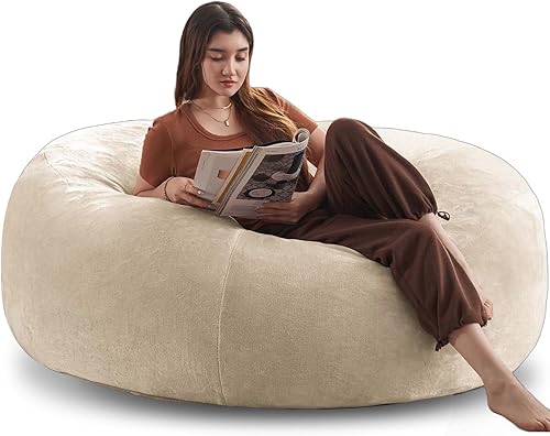 Miniatura 26 de Puf grande para adultos, puf con relleno, silla de espuma viscoelástica, funda de franela extraíble y lavable, puf gigante, adecuado para sala de