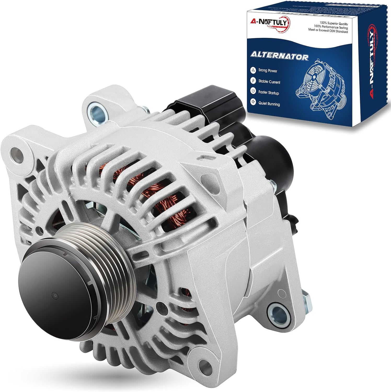 11491 New Alternator Fits for 2010 2011 2012 2013 Hyundai Sonata, Kia Optima 2011-2013, 2.4L, 110Amp, High Output Alternator Replacement 11491, 15598, 208940, 2138539, 2606184B