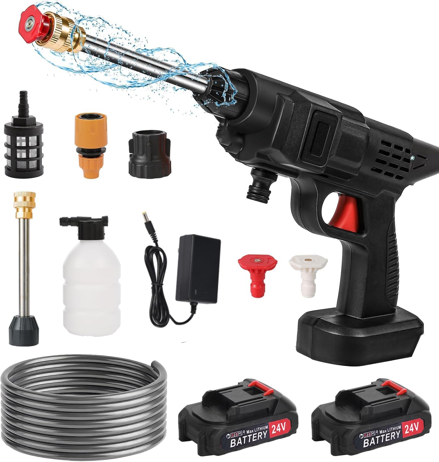 Amazon.com : Cordless Portable Power Cleaner, Handheld High-Pressure Car  Washer Gun, 2*Battery & Charger Included, 2 Pressure Tip : Patio, Lawn &  Garden