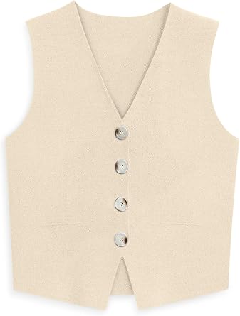LILLUSORY Sweater Vest Women Dressy Button Up Sweater Tank Tops 2026 Knit Work Business Casual Outfits