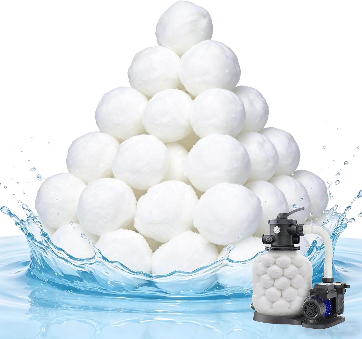 Pool Filter Balls,3.1 lbs Reusable & Washable Filter Balls for Sand Filter,Efficient Swimming Pool Filter Media Balls,Replace 103 lbs Filter Sand for Sand Filter Pump & Above Ground Pool