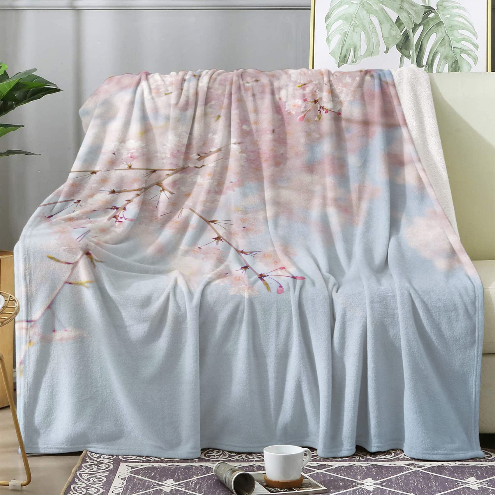 Couverture Polaire 130x150 Bleu Ciel Plaid Canape Chaud Doux Flanelle