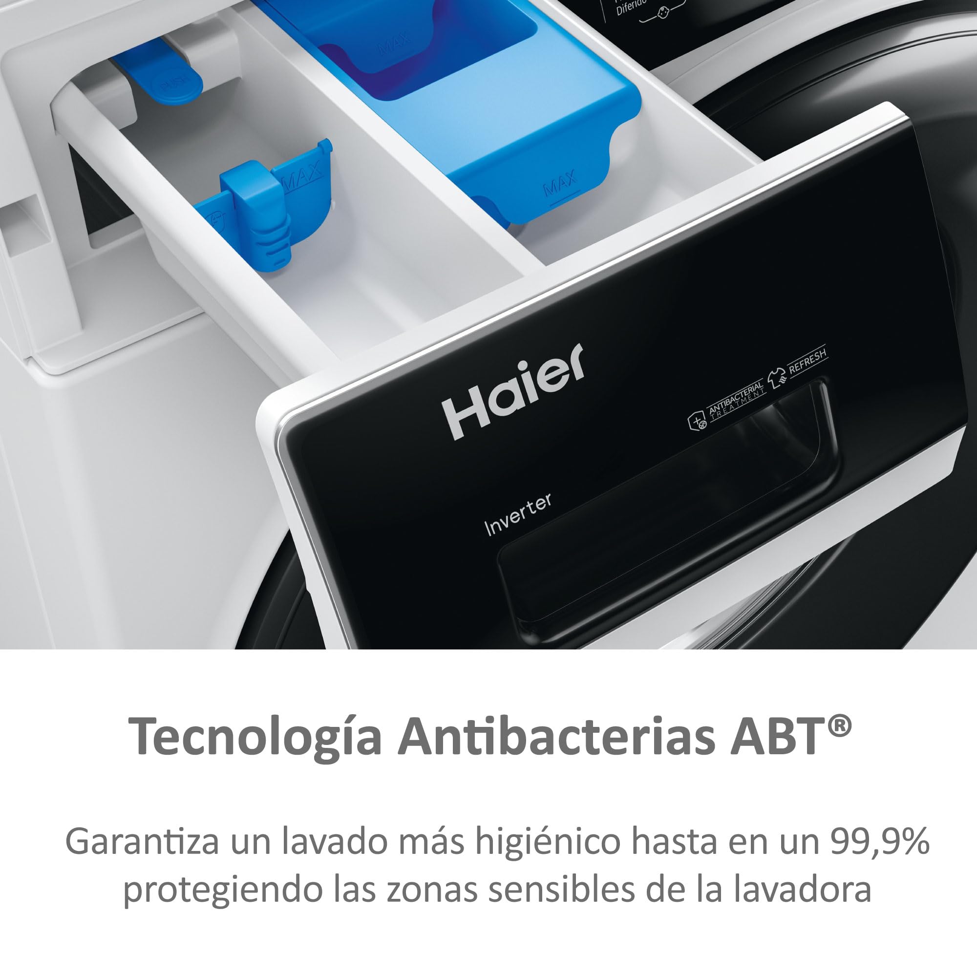 Haier I-Pro Series 3 HW100-BP14939-S - Lavadora Carga Frontal 10KG, Función Vapor, Motor Inverter, Tratamiento Antibacterias, 1400 RPM, Fin Diferido, Detector Automático de KG, 15 Programas, Blanco