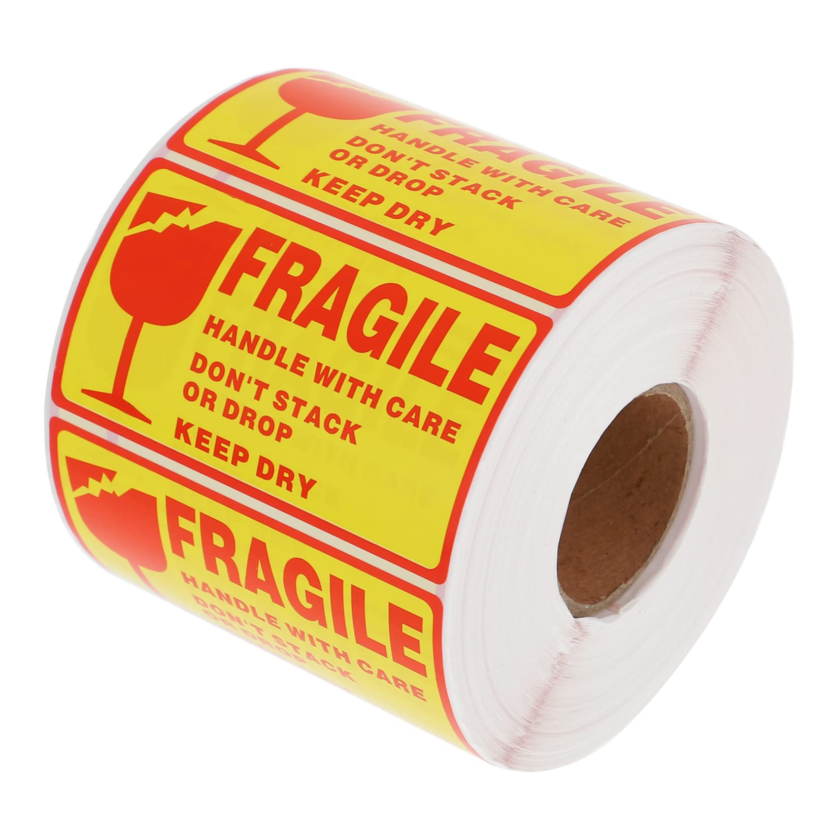 Etichette Adesive di Avvertenza per Spedizione Fragile 1 Rotolo | Carta Patinata con Adesivo, Rosso, Leggero e Resistente allo Stacco, Formato Singolo