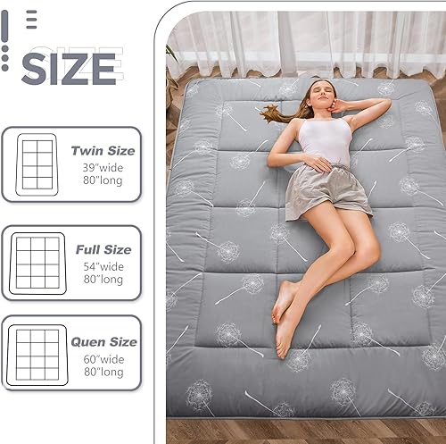 Miniatura 3 de MAXYOYO Colchón de futón japonés, extra grueso, con patrón de diente de león, acolchado, plegable, transpirable, tumbona para el suelo, cama de