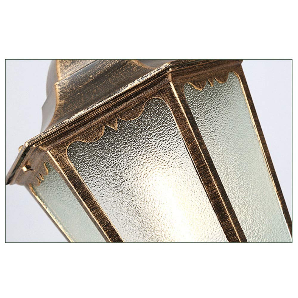 Vintage New European Garden Light Outdoor Waterproof Garden Park Villa Community Street Light Lace Hexagon Garden Lawn Light,Outdoor Post Lights Landscape Lighting Pathwa（Black-2.45m） (Brass 1.75)