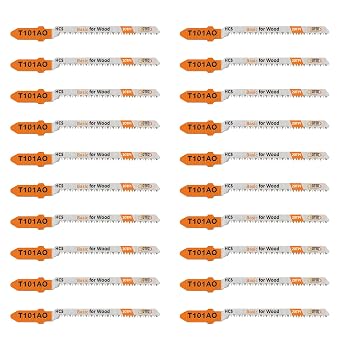 20PCS T Shank Jigsaw Blades Set - BGTEC HCSSK5 Jig Saw Blades for Wood, Plastic CuttingT101AO
