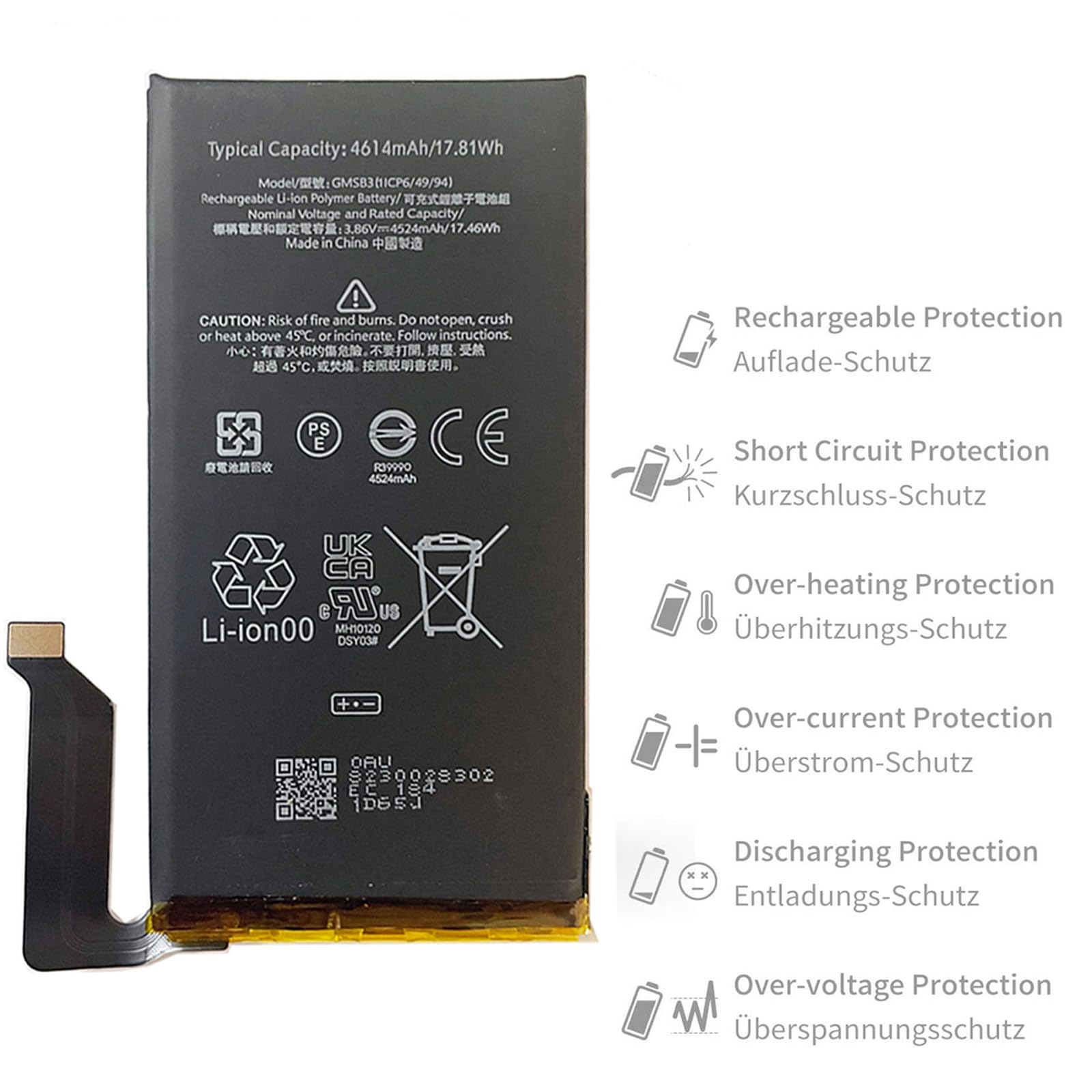 GMSB3 ersatz akku Kompatibel mit HTC Google Pixel 6 GB7N6 G9S9B16 GMSB3 mit Free Toolkit