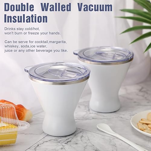 Miniatura 4 de Juego de 4 vasos de Martini Margarita vasos de Martini de acero inoxidable con aislamiento al vacío vaso de cóctel Margarita con tapa para agua fría