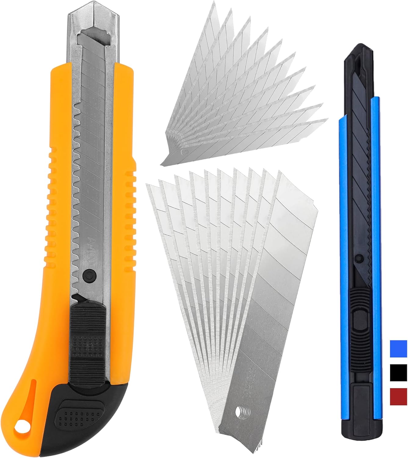 FeiLyKi Box Cutter,Utility Knife,18mm+9mm 2Pack,Retractable,Snap Off