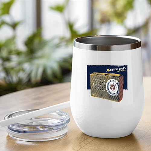 Miniatura 5 de Gift Idea for Radio Lovers Vintage Radio Illustration Retro Style 12oz Wine Tumbler Cup