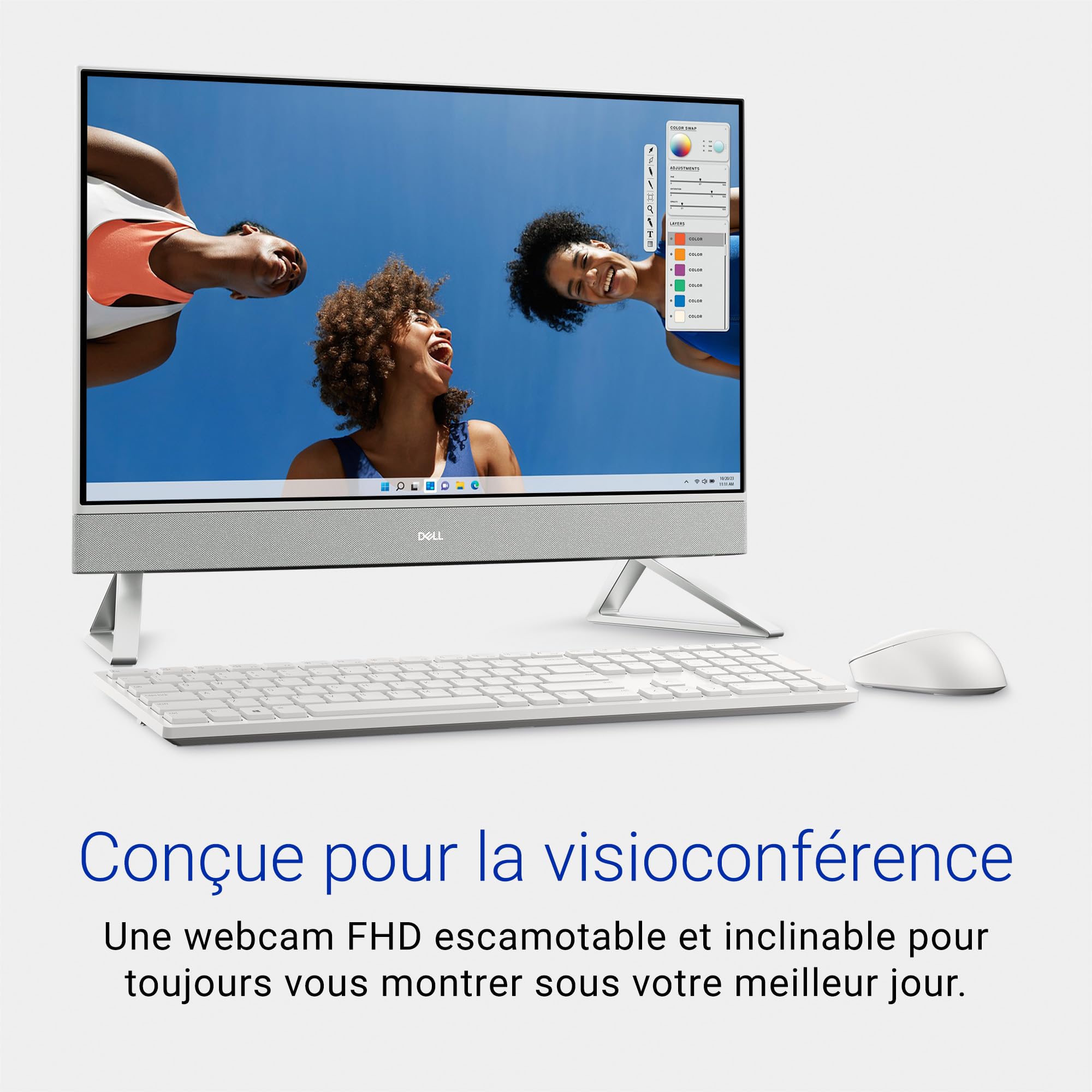 Dell Inspiron 24 5430 Ordinateur de Bureau Tout-en-Un 23.8" FHD, Processeur Intel Core i5-1334U, Graphique Intel, RAM 8Go, SSD 512Go, Windows 11 Home, Clavier Français AZERTY, Blanc