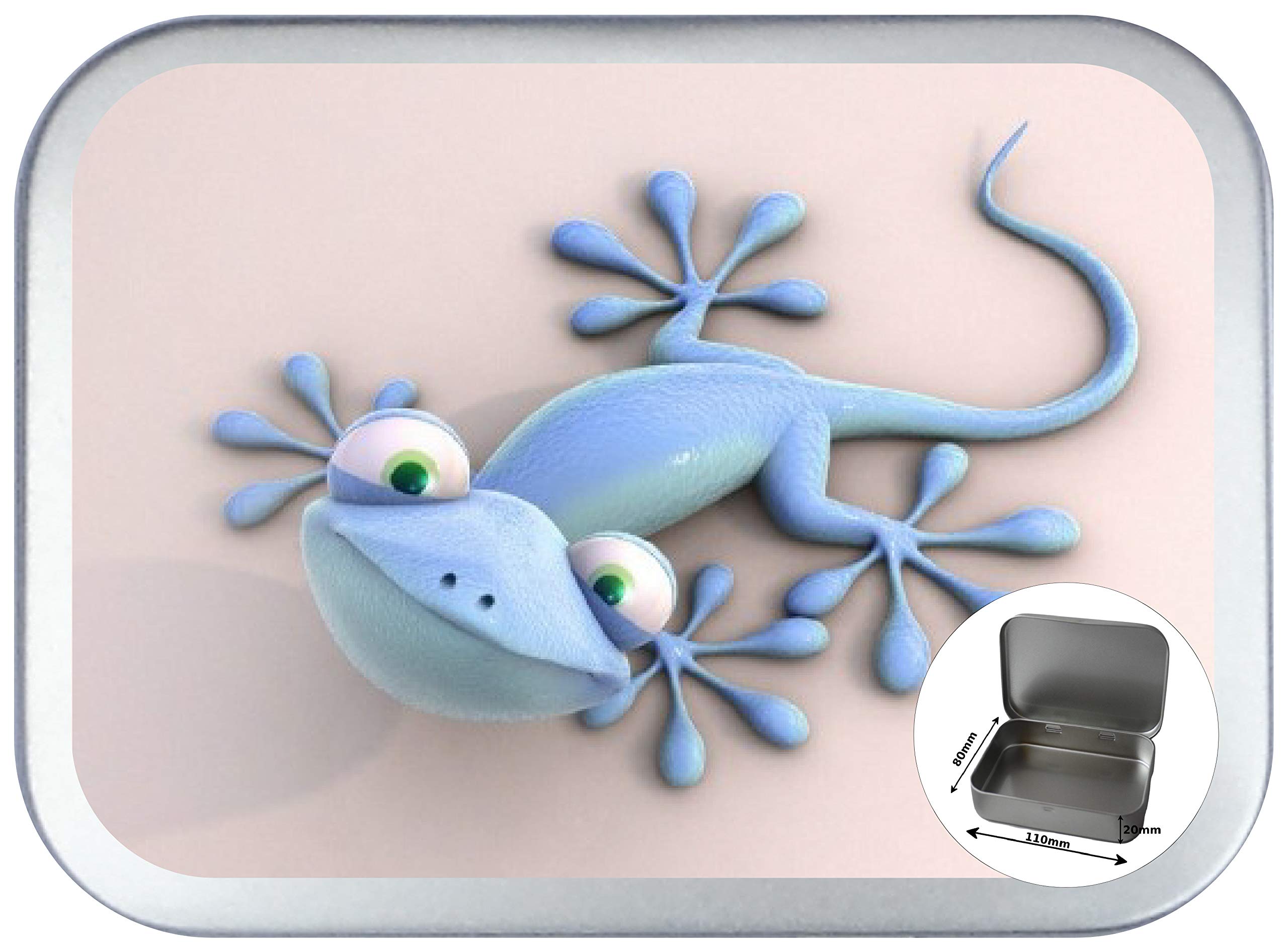 Teez Silver Gecko 150Ml Hinged Tobacco Tin, Hinged 2Oz Tobacco Tin