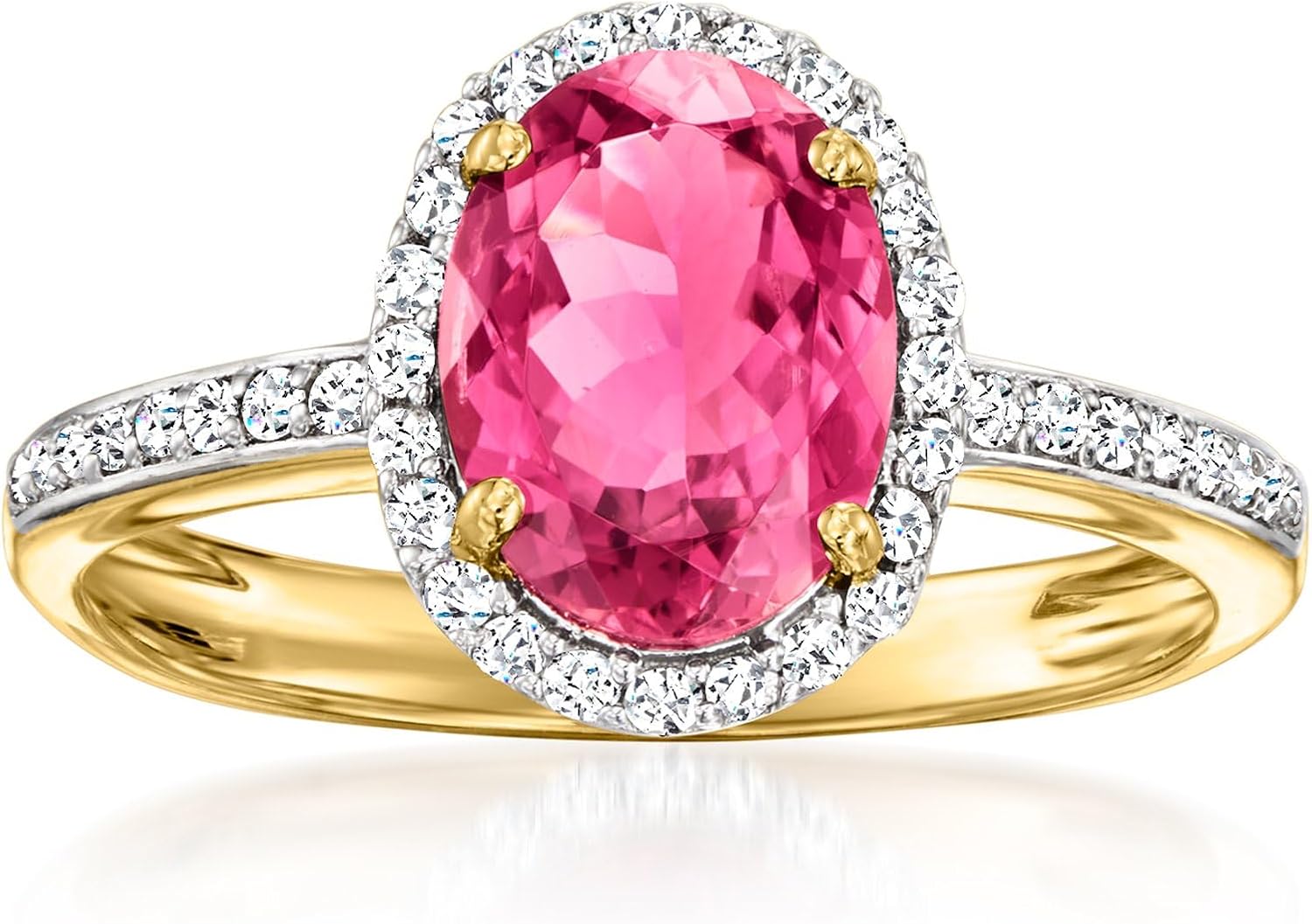 Ross-Simons 1.70 Carat Pink Tourmaline Ring With .24 ct. t.w. Diamonds in 14kt Yellow Gold