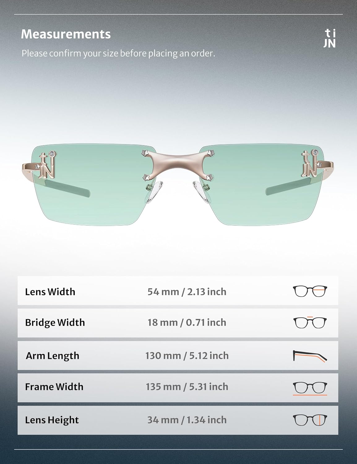 TIJN Rimless Rectangle Y2K Sunglasses for Women Men, Retro Metal Frameless Tinted Lens Glasses, Trendy UV400 Sun Glasses