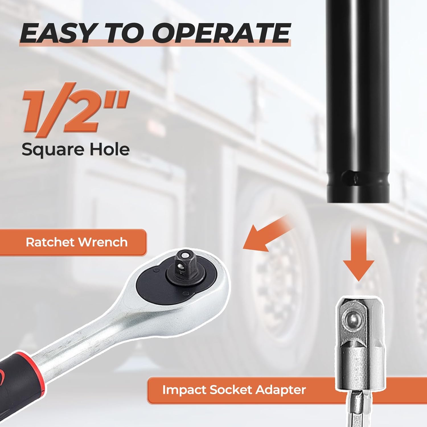 3/4" (19mm) Truck Cage Bolt Socket,Nut Runner,with 360° Rotatable 1/2" Impact Grade Socket Adapter,Extra Long Deep with 1/4" Hex Shank,Hollow Socket for Truck Air Brake Bolt Installation and Removal