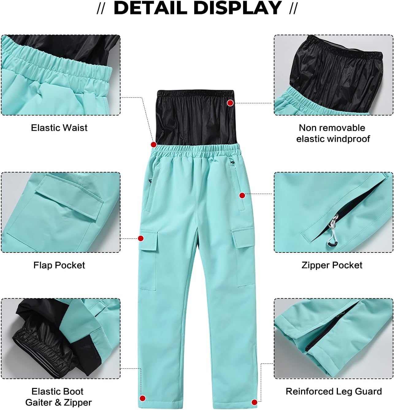 WOWULOVELY Girls Ski Jacket & Pants Set Windproof Winter Snowboarding Rain Coats Girls Boys Snow Suits