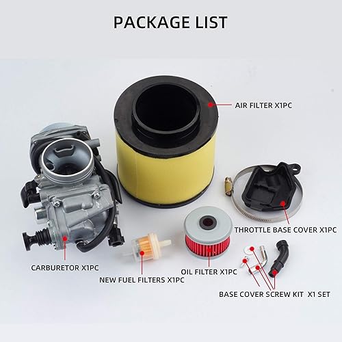 Miniatura 6 de Dasbecan Carburador con filtro de aceiteaire compatible con Honda Rancher 350 2000-2006 Foreman 450 1998-2004 Foreman 400 1997-2003 Fourtrax 350