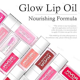 KYDA Hydrating Lip Glow Oil, Moisturizing Lip Oil, Glossy Transparent Plumping Lip Gloss, Tinted Lip Oil for Lip Care and Dry Lips-Raspberry
