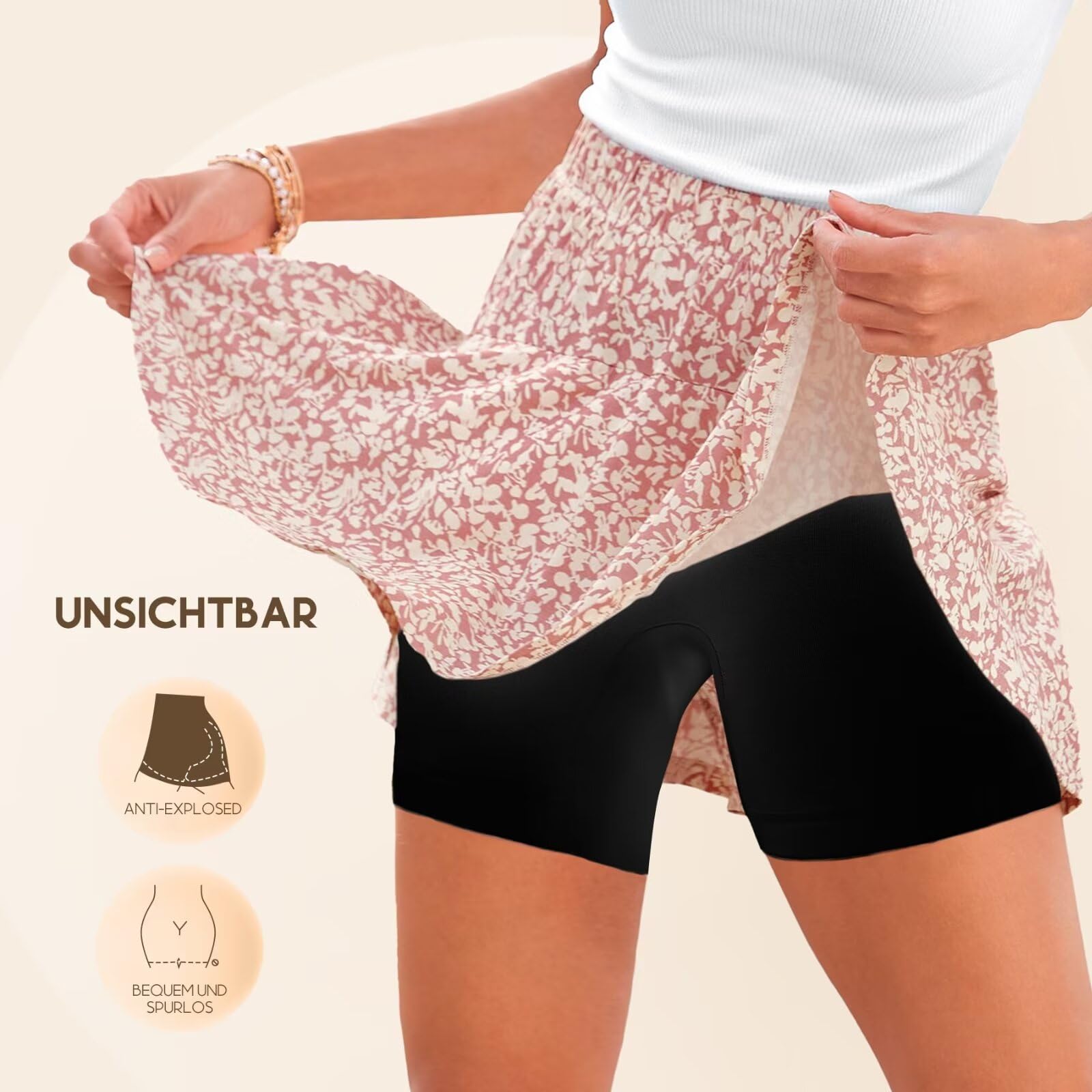 YouShow 3 Pack Pantalon Antirozaduras Mujer Debajo la Falda Pantalones Cortos Vestir Braga Anti Roce - 4