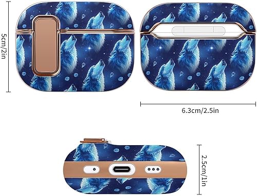 Miniatura 2 de Shockproof Cover Compatible with Airpods Pro 2 Wireless Charging Case Galaxy Blue Wolf, Full Protective with Lock for Women Men