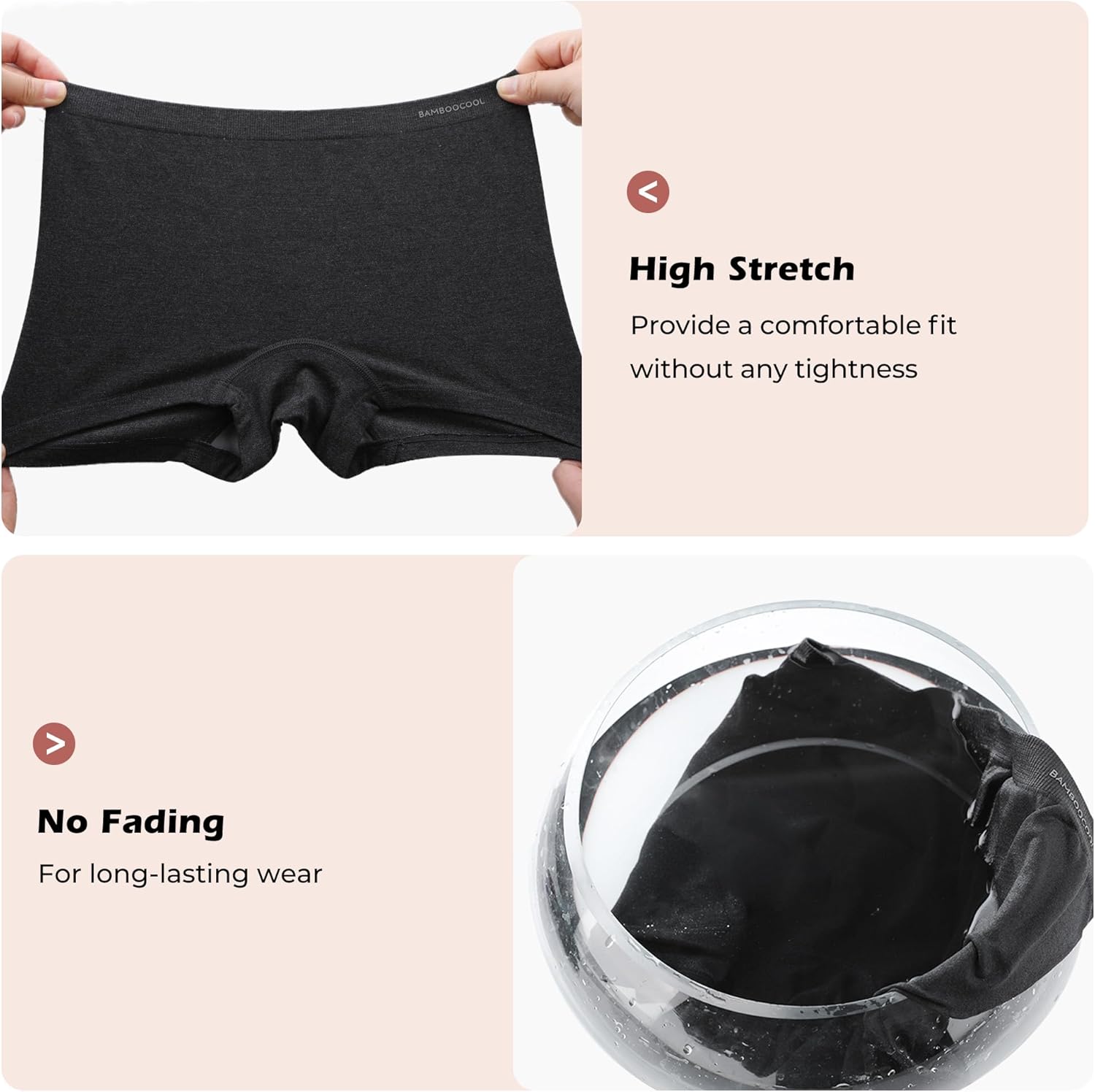 BAMBOO COOL Womens BoyShorts Underwear Seamless Boxer Briefs Mid Rise Full Coverage Breathable Stretch Ladies Panties 5 Pack - Image 6