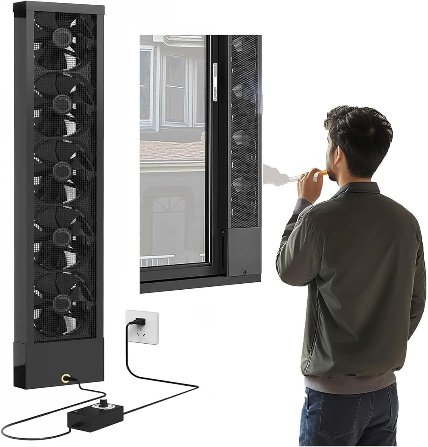 Retractable Vertical Window Exhaust Fan - Punch-Free Sliding Window Fan Variable Speed for Kitchen Bathroom Living Room(15.75-17.72in)