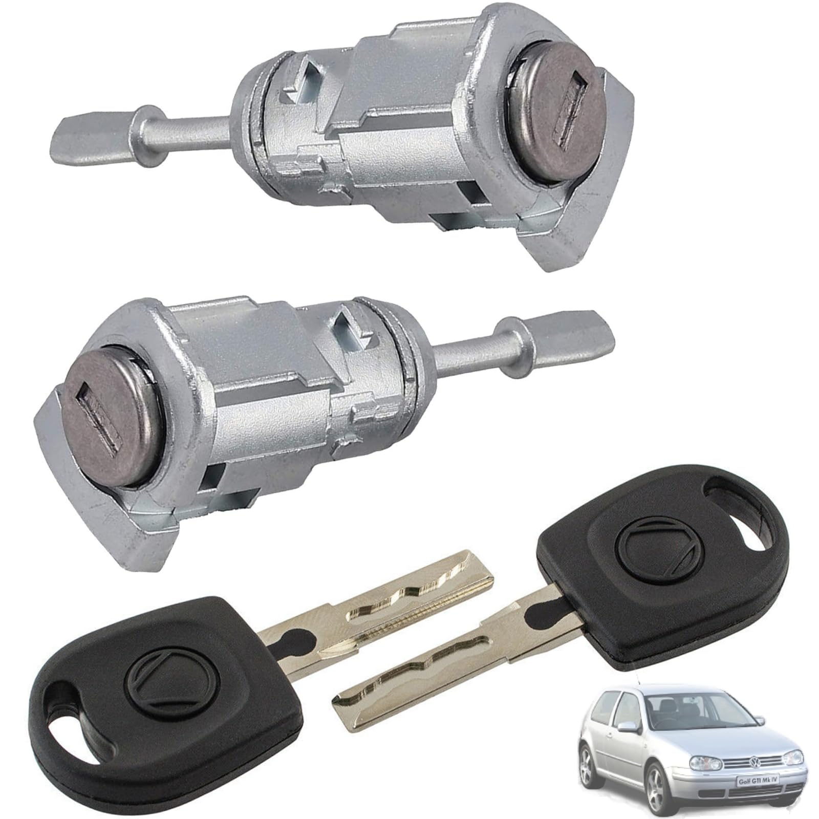 Twowinds - Cilindro Serratura 604837167 Compatibile con VW Bora 1J2, 1J6 (1997-2006) Golf 4 1J1, 1J5 (1997-2006) - Portiera Anteriore Destra e Sinistra - 604837168 - Serratura di Sicurezza e chiavi