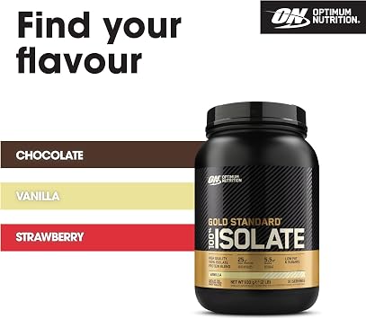 Optimum Nutrition Gold Standard 100% Isolate Whey Protein Powder, 930g | Vanilla, 31 Servings, BCAAs and Glutamine, Pre and Post Workout, Supports Muscle Growth and Repair