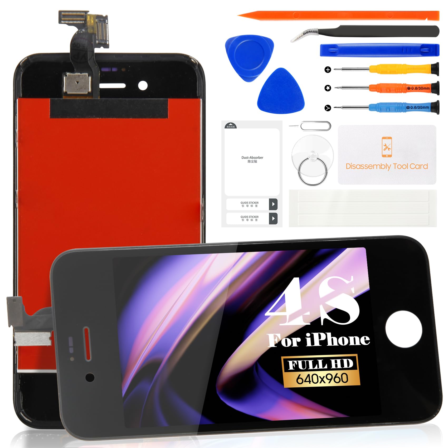 Display LCD Per IPhone 4 SRJTEK - Ricambio Schermo A1349 A1332, Kit Completo Con Strumenti - Foto 12