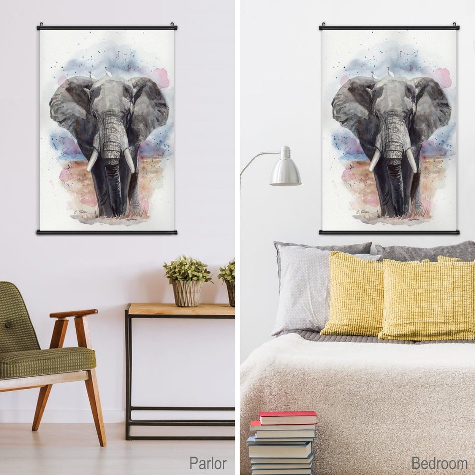 Amazon.co.jp: 象の水彩画 ポスター 壁掛け 掛け画 リアルな水彩風超
