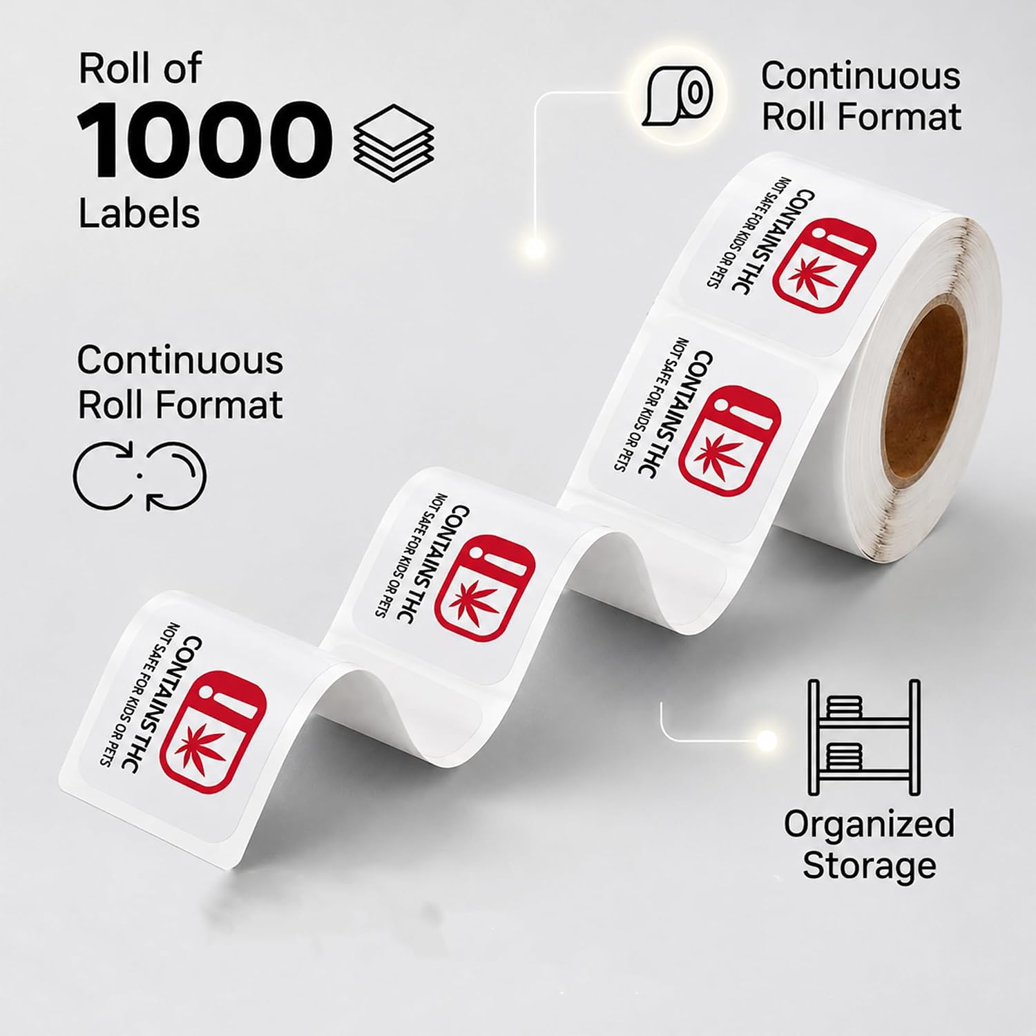 1000 Count 0.59" x 0.78" Pre Printed Adhesive Roll Labels for Packaging Use