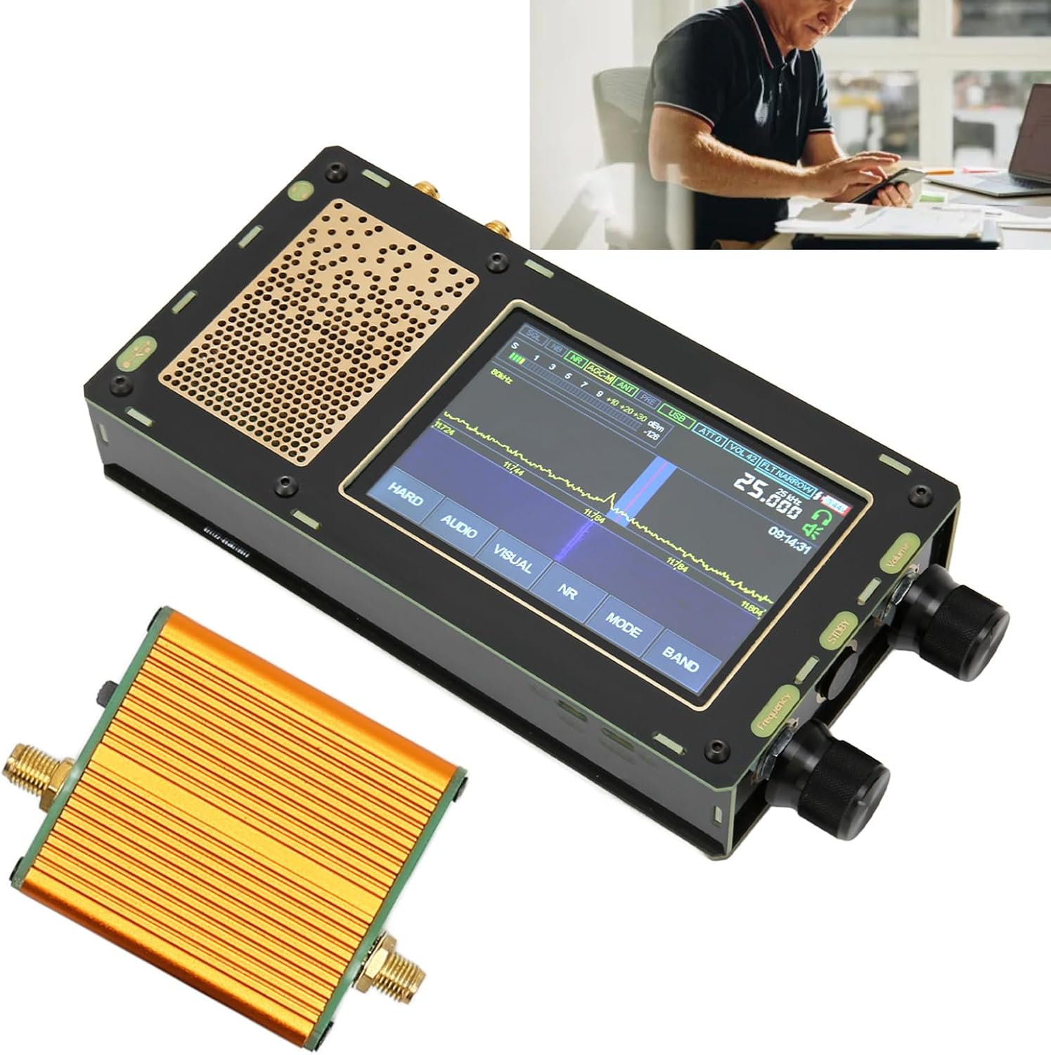 50KHz to 2GHz DSP SDR Receiver, 3.5 Inch Touchscreen Shortwave Radio Receiver with Filter, AM ...