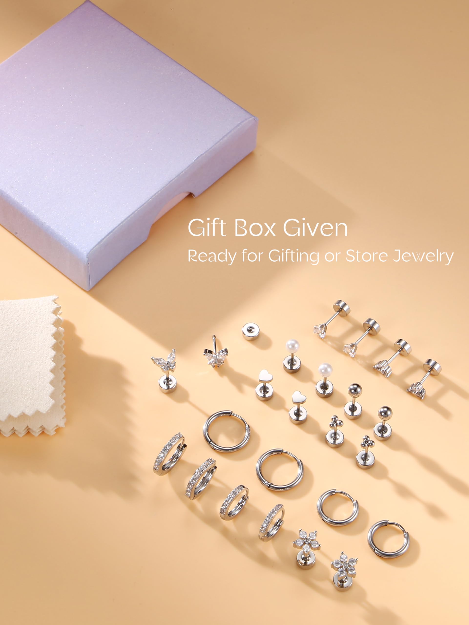 CASSIECA 12 Paia Orecchini Donna Orecchini Acciaio Chirurgico Piercing Orecchio a Cerchio Argento Piercing Helix Trago Conch Piercings Ipoallergenica Multi Piercings Orecchio