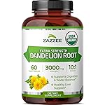 Zazzee USDA Organic Dandelion Root 10:1 Extract, 3000 mg Strength, 60 Capsules, 2 Month Supply, Standardized and Concentrated 10X Extract, 100% Vegetarian, All-Natural and Non-GMO