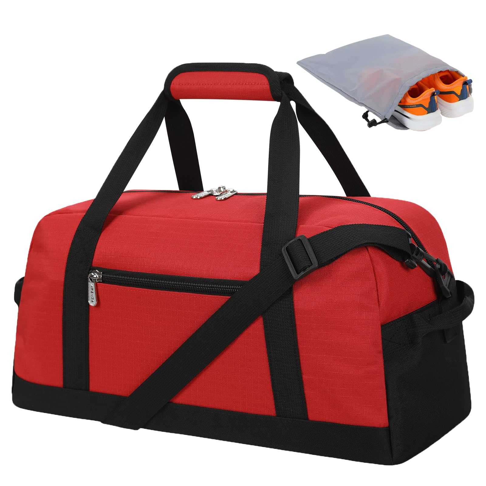 Apenze 25L Gym Bag for Men Holdall Duffel Bags- 18inch Travel Bag with Shoe Pocket,Lightweight Overnight Weekend Bag - Red