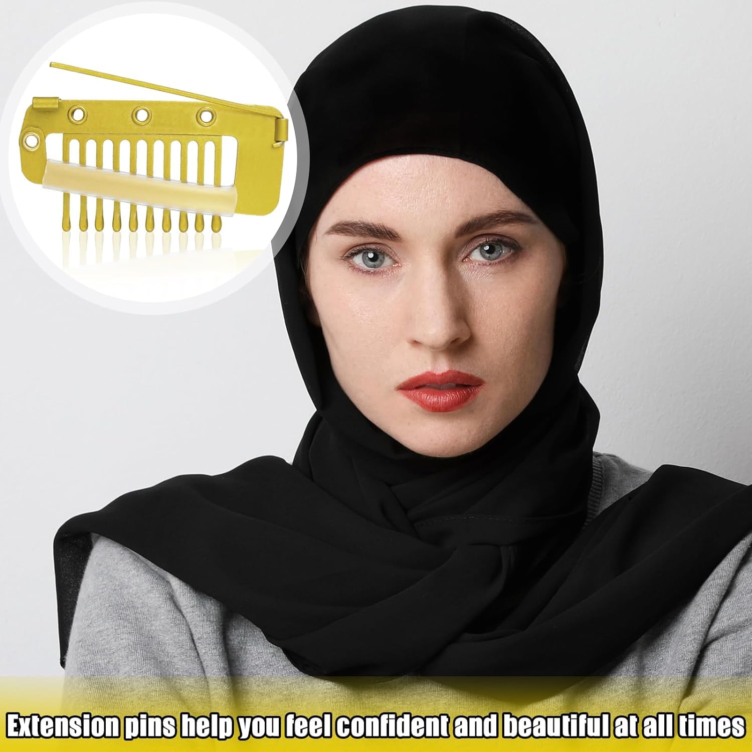 Adornish 20 Pcs Chunni & Wig Clips - Strong Dupatta Grip Clips (Gold & Black) (GOLD, 20) 2