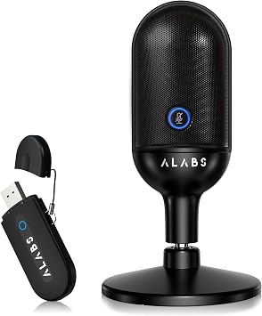 ALABS USB Wireless Cardioid Condenser Mic for Podcast/Gaming/Home Office | 100ft Signal Transmission Distance,Streaming Mic with LED, Quick Mute Indicator, Noise Cancelling for PC/Mac