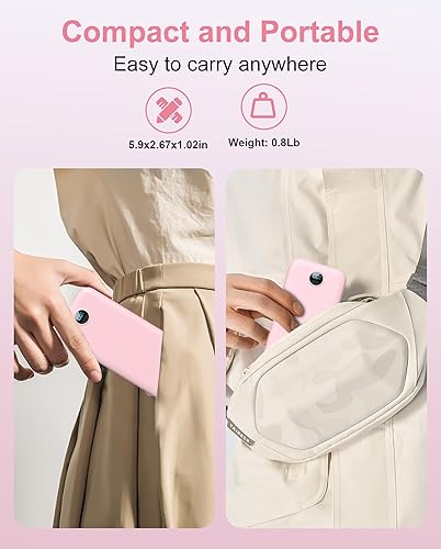 Miniatura 6 de Portable Charger, 12000mAh 22.5W Fast Charging Power Bank with Built-in Cables & Wall Plug, External Battery Pack with LED Display, Travel Rosa