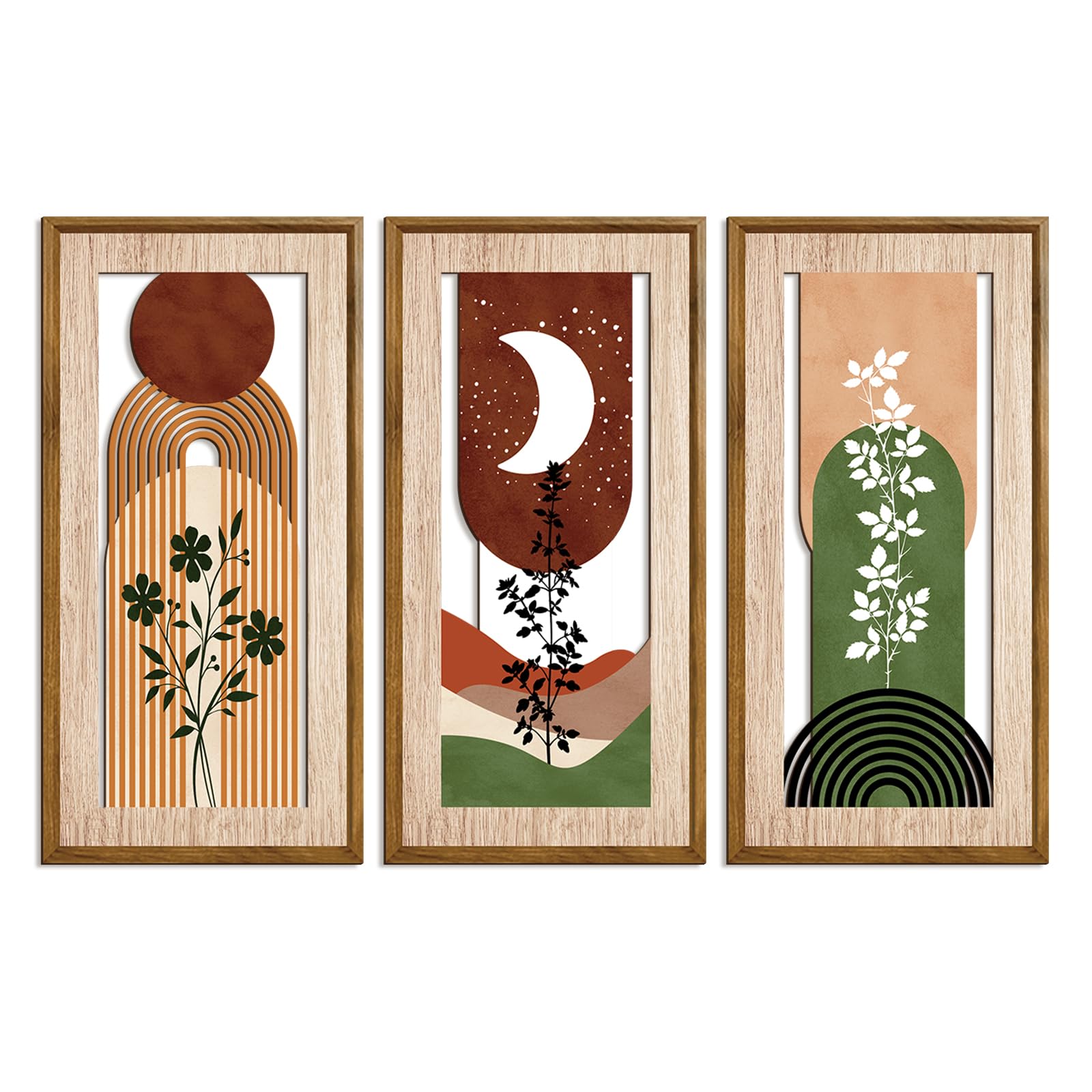 KiKiHong 3-Piece Bohemian Wooden Wall Art,Boho Wall Decor โ image 1