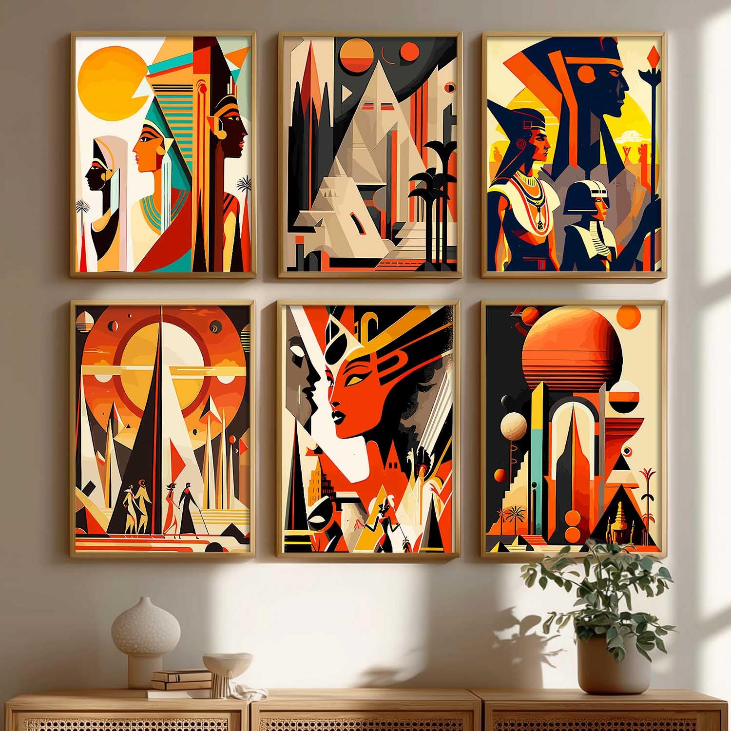 kotart Premium Digital Paintings with Frame for Home Decoration - Painting for Living Room Bedroom Office Room Decor - Painting for Wall Decoration - Pack of 6 (Combo06)