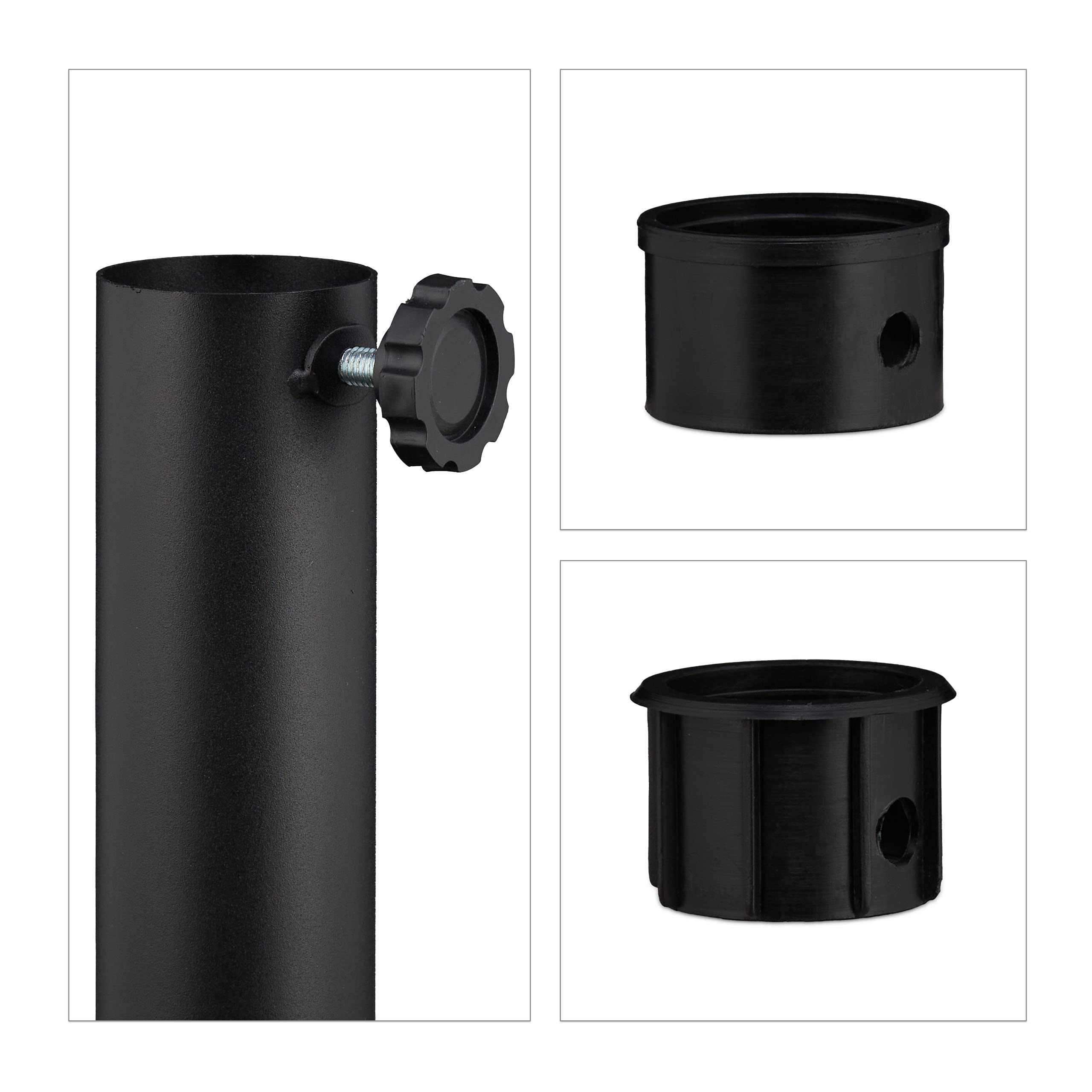 Relaxdays Base per Ombrellone, per Aste da 38-48 mm, Basamento per Parasole, per Giardino, Terrazza e Balcone, Nero