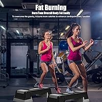 Vista 8 de Aerobic Step Platform for Exercise w/Risers, Workout Step Height Adjustable 5"-7"-9", Fitness Step 450lbs Capacity, Non-slip Exercise Step Deck for