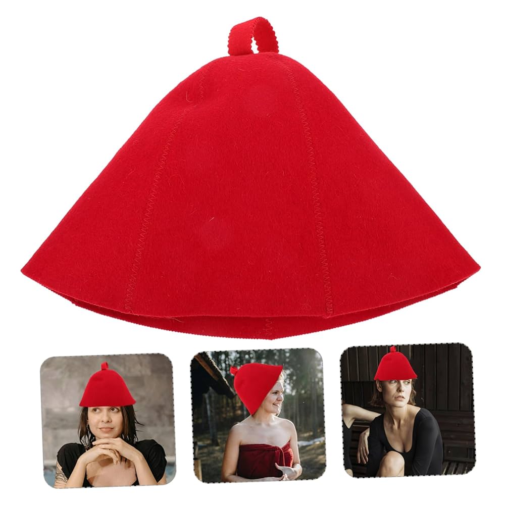 赤いフェルトサウナハット 2つセット フェルト刺繍サウナハット|おしゃれなサウナグッズ専門店