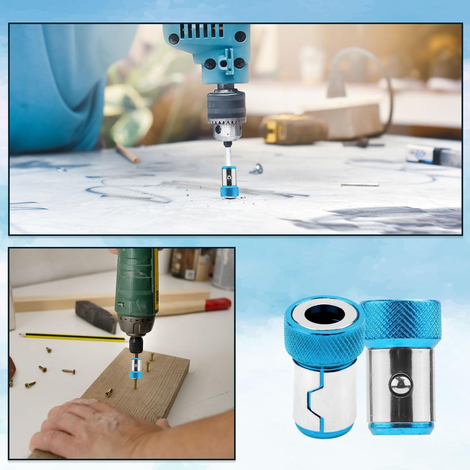 Tinoaly 6pcs Screw Ring Holder Set with 6pcs Magnetizer, Magnetic Screwdriver Ring for 1/4 Inch Hex Screwdriver & Power Bits