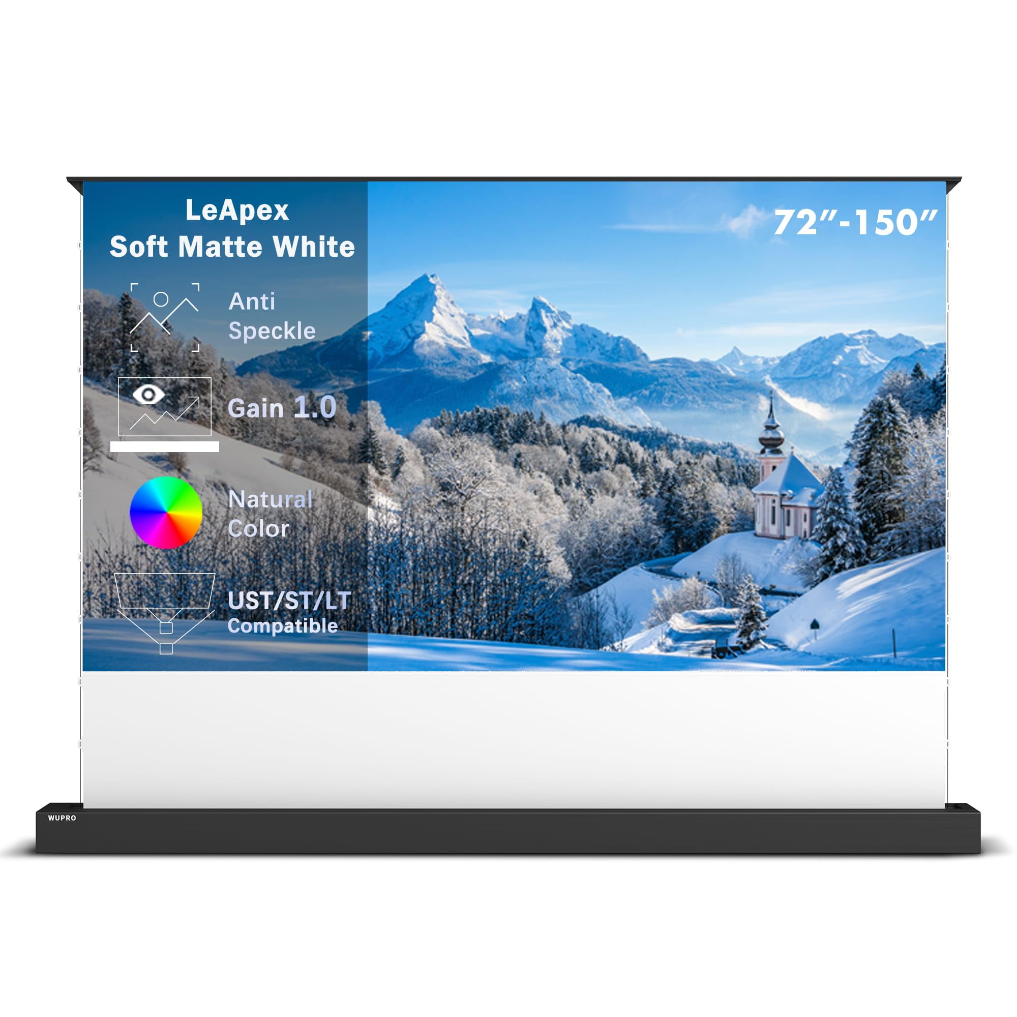 LeApex Pantalla de Proyección Retráctil Eléctrica White Matt-Pantalla Inteligente 4K Ultra HD 3D Activo de 120 Pulgadas para Todo Tipo de Proyectores Universales
