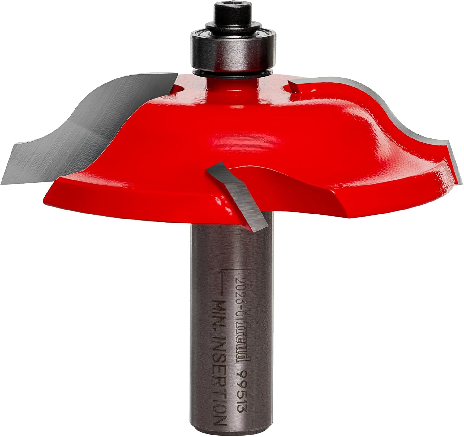 Freud Quadra-Cut Raised Panel Bit for Doors, Drawer Fronts, Paneling, and Decorative Tasks - 2-3/4" Diameter, 5/8" Height, 2-1/2" Length, 7/16" Radius, 1/2" Shank - 99-513