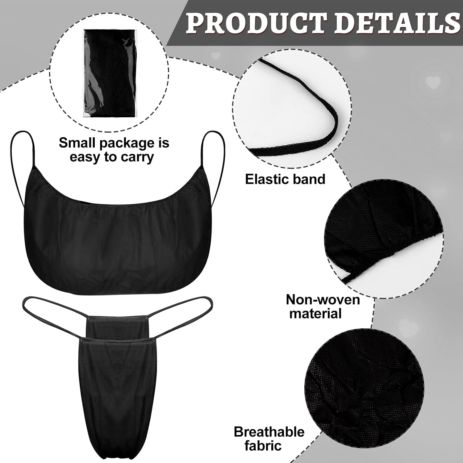 100Pcs Disposable Bra and Panties Women Disposable Bikini T Thong and Bra Spa Underwear for Spa Massage Spray Tanning