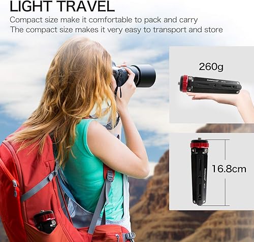 Miniatura 5 de Koolehaoda Mini trípode portátil de escritorio trípode de mesa CNC aleación de aluminio con montaje de tornillo de 1/4 y 3/8 para cámaras